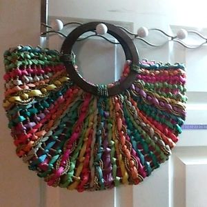 Vintage Woven Rainbow  Handbag